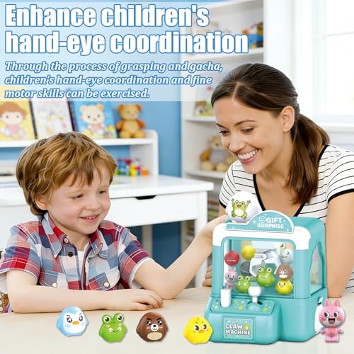 Mini Claw Machine for Kids Small Vending Machine Toys Adorable Animal Theme Arcades Game Party Toy Birthday Gifts for Children,3.7X5.1in - color: Green