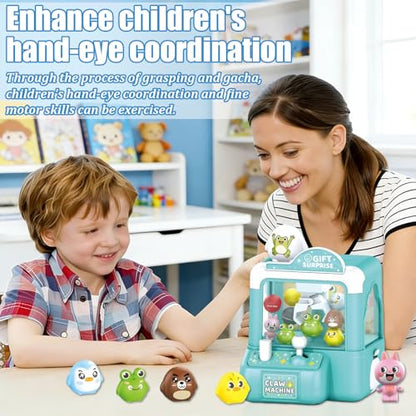 Mini Claw Machine for Kids Small Vending Machine Toys Adorable Animal Theme Arcades Game Party Toy Birthday Gifts for Children,3.7X5.1in - color: Green