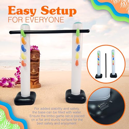 4E's Novelty Inflatable Limbo Game for Kids Adults 62" Luau Party Game, Indoor Outdoor Inflatable Lawn Yard Games, Summer Hawaiian Birthday Activity Carnival Game