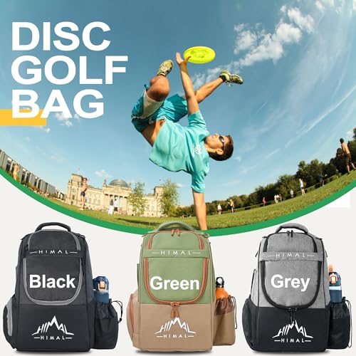 HIMAL HIMAL Disc Golf Bag Holds 22+ Discs, Durable Disc Golf Backpack with Large Capacity, and Multiple Storage Pockets - color: Green