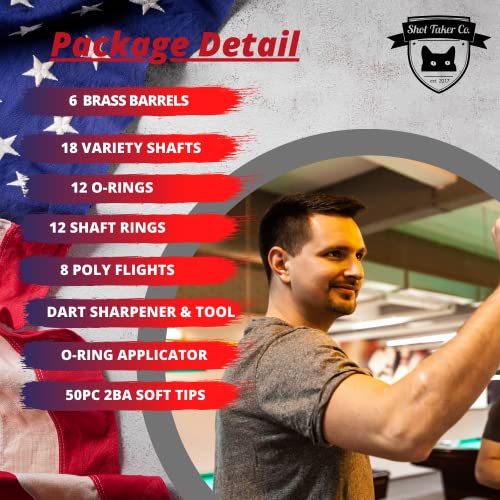 Soft Tip Darts Set - Professional Darts for Electronic Dartboard - Includes Brass Barrels + Plastic & Aluminum Shafts + Rubber O'Rings + Flights + 50PC 2BA Tips + Wrench - style: 20g-USA B-STC10451