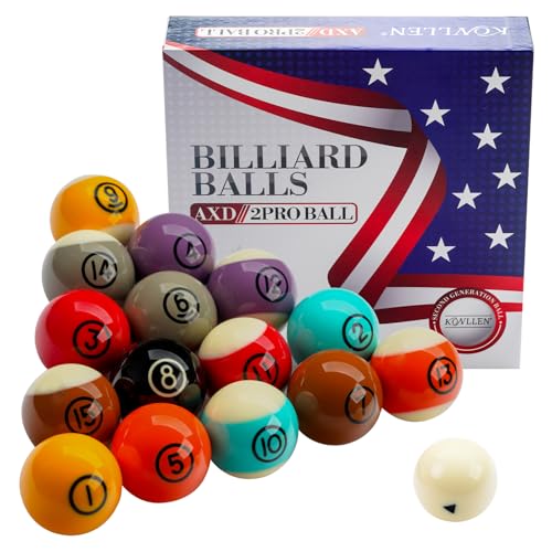 KONLLEN Phenolic Resin Billiard Balls Set 2-1/4" Regulation Size Tournament Pool Balls Set Pool Table Accessories - color: AXD-2PRO