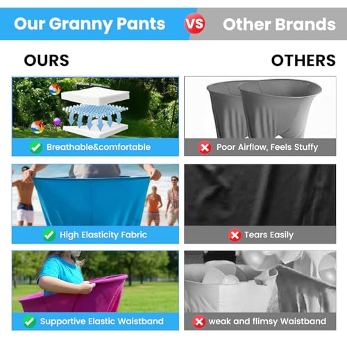Granny Pants Yard Game Set, 2 PCS Granny Pants Family Party Outdoor Game with 10 Bouncy Balls & 2 Pumps Perfect for Adults and Kids, Fun Family Reunion Ultimate Backyard Party Games - color: blue+red