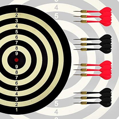 Paper Dartboard with Two Games Design, 12 Steeltip Darts, One-piece Shaft and Flight with No Flights Falling Out, Easy Hang Up Construction