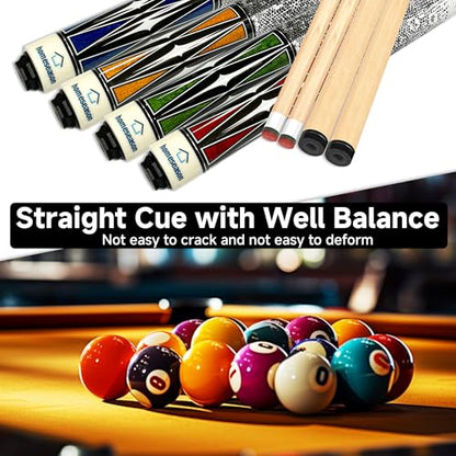 HomeSeason Pool Cue Stick 58" Billiard Cue Sticks 3D Printed Grip Professional Low Deflection Pool Sticks Maple Wood Pool Sticks 13mm Tip - color: 2-Pack-19/20oz