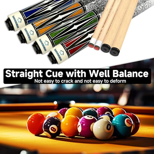 HomeSeason Pool Cue Stick 58" Billiard Cue Sticks 3D Printed Grip Professional Low Deflection Pool Sticks Maple Wood Pool Sticks 13mm Tip - color: 2-Pack-19/20oz