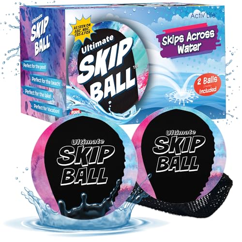 Activ Life The Ultimate Water Skip Balls, Water Bouncing Ball for Swimming Pool, Beach Toys for Friends, Family, Kids and Adults - style: Black Splatter