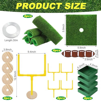 Kathfly 21 Pcs Football Party Goal Post Decoration Kit Centerpieces Include Mini Football Paper Artificial Grass Mats Elastic Rope Wooden Round Base for Sport Birthday Party Supplies