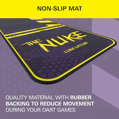 Target Darts Luke Littler Dart Mat, The Nuke Darts Mat | Dart Oche Mat with Soft Tip and Steel Tip Throw Line Distances | Non Slip Carpet Mats for Floor and Dart Tips Protection