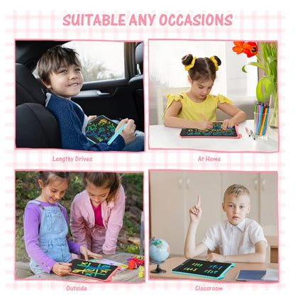 EooCoo Toddler Toys, LCD Writing Tablet for Kids 2 Pack, Toddler Travel Essentials Drawing Pad, Mess Free Coloring Books, Road Trip Activities, Age 3-5 Girls Boys Gifts - 8.5 Inch - color: 8.5”Pink&Blue