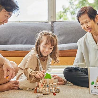 PlanToys® Wooden Storytelling Dice for Montessori Inspired Language and Imagination Play | Creative Story Building and Emotional Expression Activity | Eco Friendly Dice for Open Ended Narratives