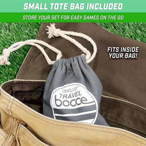 GoSports Mini Travel Size Bocce Game Set with 8 Balls, Pallino, Tote Bag and Measuring Rope - Choose Your Size - style: 40mm Mini Travel Size Bocce