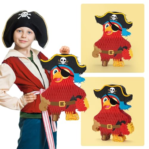 Wernnsai Pirate Piñata - Pirate Parrot Piñata with Blindfold and Bat for Boys' Birthday Party Adventure Theme Decorations - style: Pirate