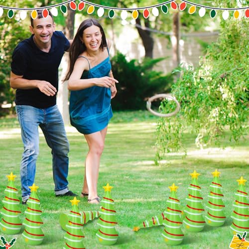 Ceenna 12 Pcs Christmas Bowling Set Inflatable Christmas Tree Bowling Set Christmas Games for Family, Include 10 Christmas Tree Pins and 2 Balls