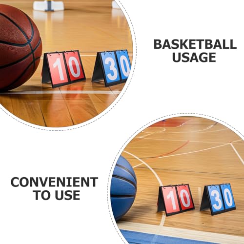 2-Digit Basketball Flip Scoreboard Set Blue and Red Flip Cards, Portable Tabletop Scorekeeper for Competition and Multi-Sport Use