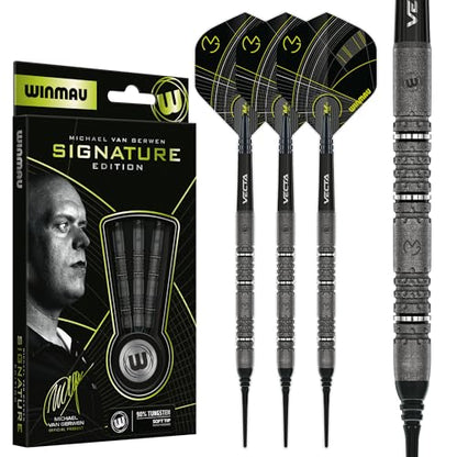 Winmau Darts - Michael Van Gerwen | Mike Maloney | Leonard Gates - Professional Players - Soft Tip Darts - Includes Dart Flights and Shafts - size: 18G