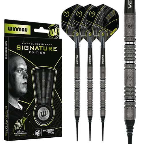 Winmau Darts - Michael Van Gerwen | Mike Maloney | Leonard Gates - Professional Players - Soft Tip Darts - Includes Dart Flights and Shafts - size: 18G