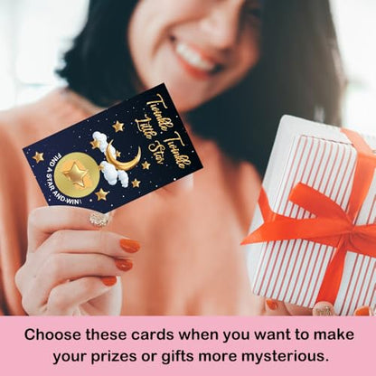 50 Pcs Twinkle Twinkle Little Star Scratch off Game Cards, Star And Moon Themed Scratch Card for Birthday Baby Shower or Celestial-Themed Events, Lottery Group Reveal Games Activity Supplies - color: Dark