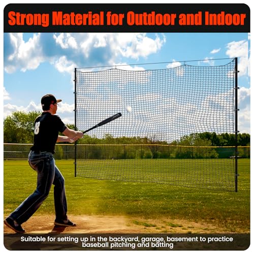 Baseball Softball Backstop Nets,Sports Net with 33ft Rope or Steel Hanging Kit, Nylon Nets Also for Basketball Soccer Lacrosse Hockey. - size: 15x40 feet