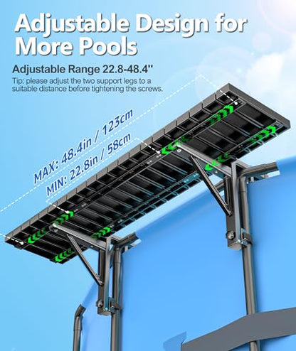 BoYata Pool Bar, Above Ground Pool Side Bar, 49.4×9.6" Galvanized Iron Poolside Table Holds 110LBS, Swim Up Bars Fit Top Rails 4.48" or Less, Frame Above Ground Round & Oval Swimming Pools Accessories - color: Black