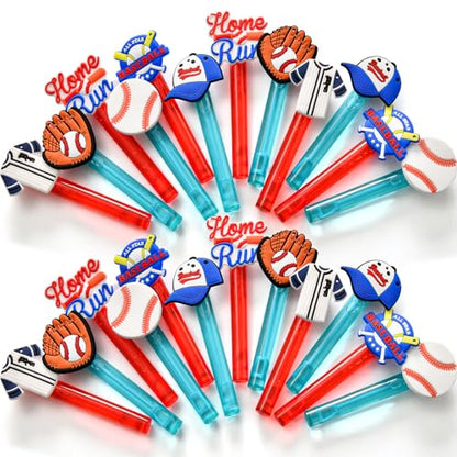 Winrayk Baseball Party Favors, 24Pcs Baseball Themed Mini Bubble Wands for Kids Bubbles Bulk with Detachable Topper (6 Styles), Birthday Gift Classroom Prizes Girl Boys Sports Goody Bag Stuffer Supply - style: Baseball