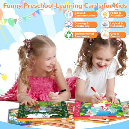 Search and Find Books for Kids 3-5, Reusable Preschool Learning Activities, Perfect Road Trip Essentials, Educational Toys, 28 PCS Busy Books for 3 4 5 6 Year Old Boys Girl Christmas Birthday Gifts - style: Search and Find Activities