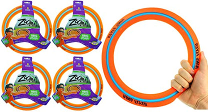 JA-RU Zooma Ring Flyer for Kids (4 Units) 11.2 Inch Orange Flying Disc Pool Toy & Beach Games. Outdoor Kids Play Equipment. Disc Golf Yard Games, Orange-1029-4s