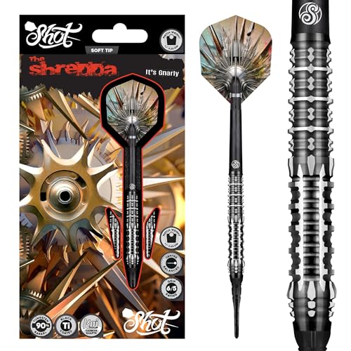 Shot! - Gnarly Shredda 90% Tungsten Soft Tip Darts Set Center Weighted for Electronic Dartboard 20gm, Professional Soft Tip Darts Set for Electronic Dartboard Made in New Zealand