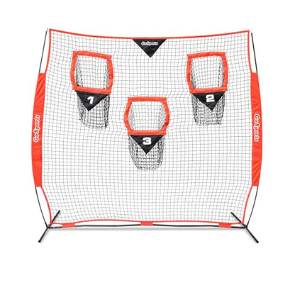 GoSports Football Throwing Net - 8 x 8 ft or 6 x 6 ft Nets - Choose Black or Red - color: 8 x 8 ft Red