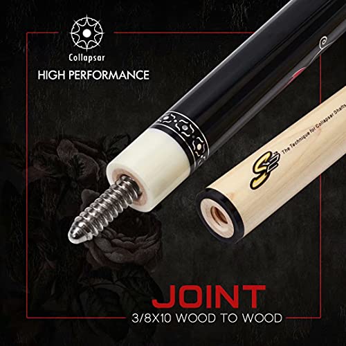 Collapsar Pool Cue with 1X1 Hard Case Low Deflection Technology Billiard Cue Stick Set - color: TXE50+Protector+Hard Case, size: 21 ounce