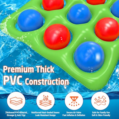 Upgraded Pool Toys 12-Square Pool Tic Tac Toe Game Set With 12 Inflatable Balls, Pool Games for kids/Adults/Teens, Inflatable Pool Games, Suitable Pool Beach Party Birthday Favors & Family, Green - color: Green
