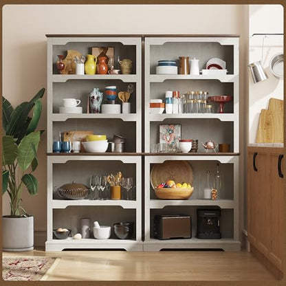 70 inch Tall White Bookcase Bookshelf, 5-Tier Open Storage Shelf, 31.5'' Wide Standing Bookshelves for Home, Office, Bedroom, School, Library, 31.5W * 11.81D (White Espresso, Open Storage) - color: White Espresso
