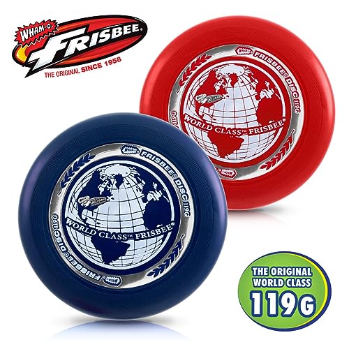 Whamo-O Frisbee - World Class Frisbee - 9.25" Sport Flying Disc 119G - Lightweight - Durable Flying Disc Toys for School, Game Prizes, Party, Indoor & Outdoor Game - style: 6 PACK ( RED + BLUE )