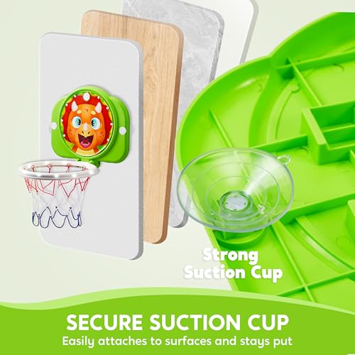 SYNCFUN Mini Basketball Hoop LED Scoring Indoor Hoop with 2 Balls, Indoor Adjustable Height Basketball Hoop, Space-Saving, Christmas Birthday Gifts Toy for Boy Girl Over 18 Months - style: Dinosaur