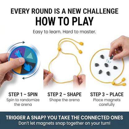 Magnetic Chess Game, Magnet Game with String, Spinner & 40 Magnetic Stones, 2-4 Player Strategy Board Game for Kids, Teens & Adults, Family Game Night, Tabletop Activity for Travel, Party & Camping