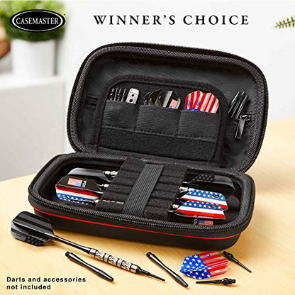 Casemaster Sentinel Dart Case, Holds 6 Steel Tip or Soft Tip Darts Fully Assembled, Hard Shell EVA Case with Foam, Water Resistant, American Flag - color: American Flag
