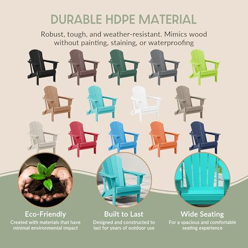 WestinTrends Malibu HDPE Outdoor Patio Folding Poly Adirondack Chair, Turquoise - color: Turquoise, size: 1 Chair