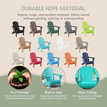 WestinTrends Malibu 2 Piece Set Outdoor Folding Poly Adirondack Chair, Turquoise - color: Turquoise, size: 2 Chair