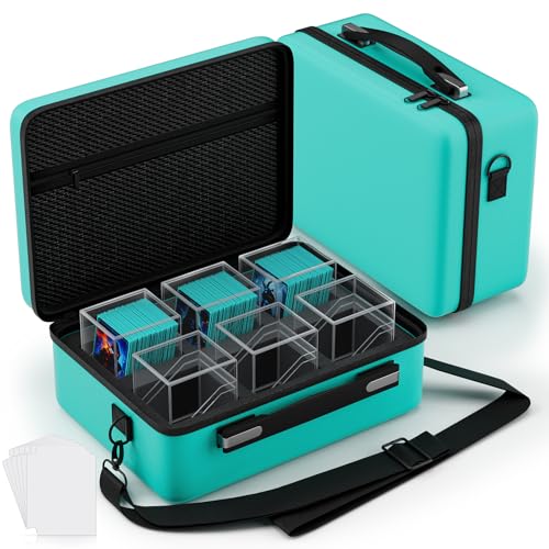 Proijeut Card Deck Box with Portable Case, 6 Pack Clear Commander Deck Box with 6 Dividers, Holds 600+ Double Sleeved Cards, Fit for MTG, YuGiOh, TCG (Green) - color: Green, size: 6 Slot