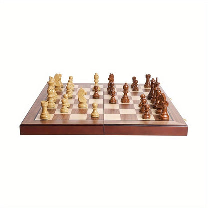 20" Extra Large Folding Chess Set - Walnut Wood Board & Weighted PVC Pieces - Portable Tournament Game for Adults, Travel, Gifts (Perfect for Beginners & Adults)