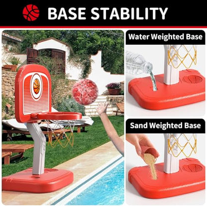 Outdoor Basketball Hoop Toys for Toddlers 3 4 5 6 7 8-12 Years Boys, Swimming Pool Basketball Hoop Outside Toys with 4 Balls, Poolside Basketball Game Toy Gifts for Kids Ages 4-8 8-12 Boys Girls - style: Swimming Pool Basketball Hoop
