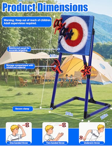 Stiatu Axe Throwing Game for Backyard,Portable Bristle Target Set with 4 Axes & 4 Darts,Axe Throwing Game Indoor Outdoor Game for Adults & Kids, Carnival Yard Games Family Party