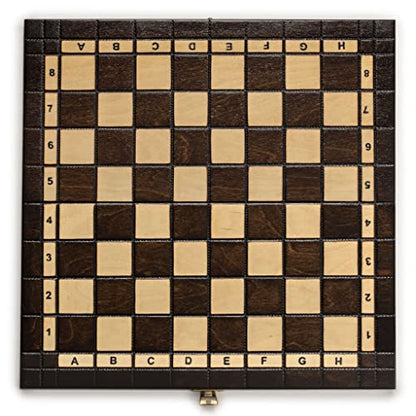 Husaria European International Chess Wooden Game Set, King's Continental - 13.8 Inches Medium Size Chess Set with Handcrafted Chessmen and Felted Folding Board - size: 13.8 Inches
