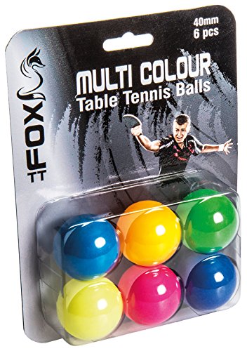 Fox TT Coloured Table Tennis Balls (Pack of 6) - Multi-Colour