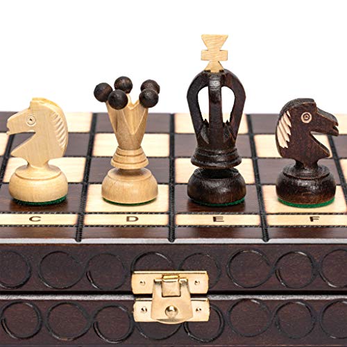 Husaria European International Chess Wooden Game Set, King's Classic - 13.8 Inches Medium Size Chess Set with Handcrafted Chessmen and Felted Folding Board - size: 13.8 Inch Classic