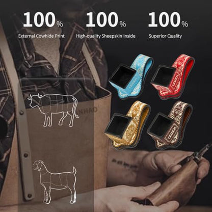 Leather Magnetic Chalk Holder,Portable Pool Cue Chalk Holder with Fixed Clip,Silent Chalk Holder Pool Billiards,Pool Cue Chalk Case for Square Pool Billiards Pool Table Accessories - color: Red