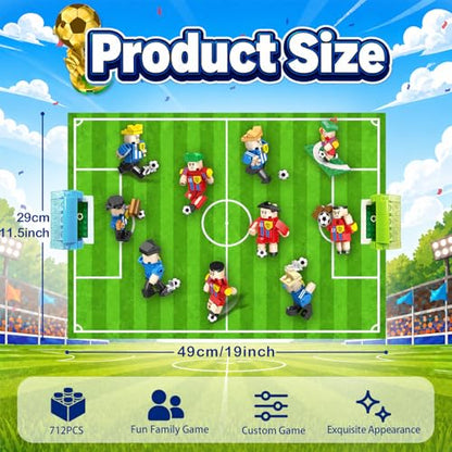 Parsin Soccer Building Blocks Toys Set, 2026 World Cup Theme 24-Pack Blind Box with Stadium, Figures & Keychains, 712 PCS Soccer Gifts for Fans, Individually Wrapped Party Favors
