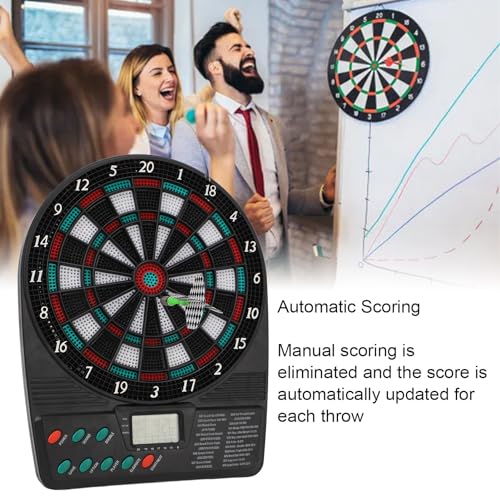 Electronic Dartboard Soft Tip Electronic Dart Board Set Includes Dart Pole Dart Flights Shaft and 12pcs Dart Tips Automatic Scoring with Multiple Game Modes for Entertainment