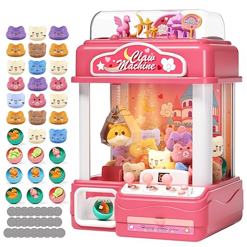 55 PCS Large Kids Claw Machine, Candy Vending Grabber, Prize Dispenser Toys for Girls Boys with Lights Sound, Electronic Claw Game Machine Toys for 3 4 5 6 7 8 Years Old Girls