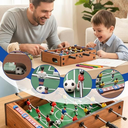 Saycker Table Foosball, Mini Football Table Soccer Tabletops Wood Football Table Top w/Footballs, Game Accessories for Adults Family Night Parties Entertainment